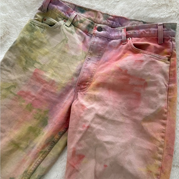 Levi's Women's Tie-Dye Straight Leg Jeans - Pink, Green, Yellow - Picture 3 of 10
